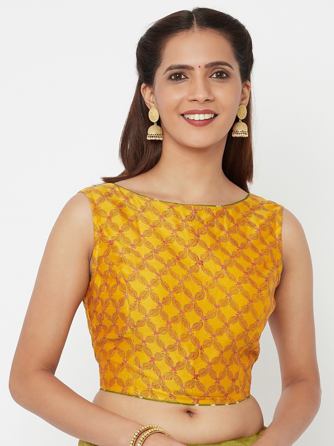 

Fabindia Yellow & Red Printed Saree Blouse