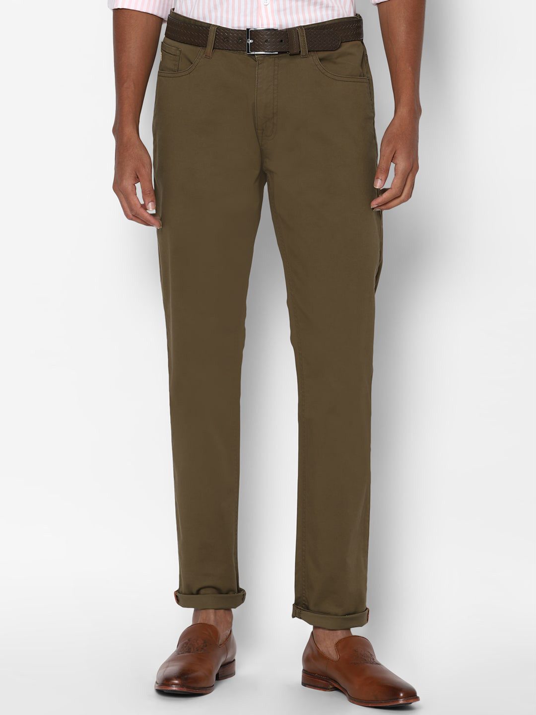 

Allen Solly Sport Men Olive Green Slim Fit Trousers