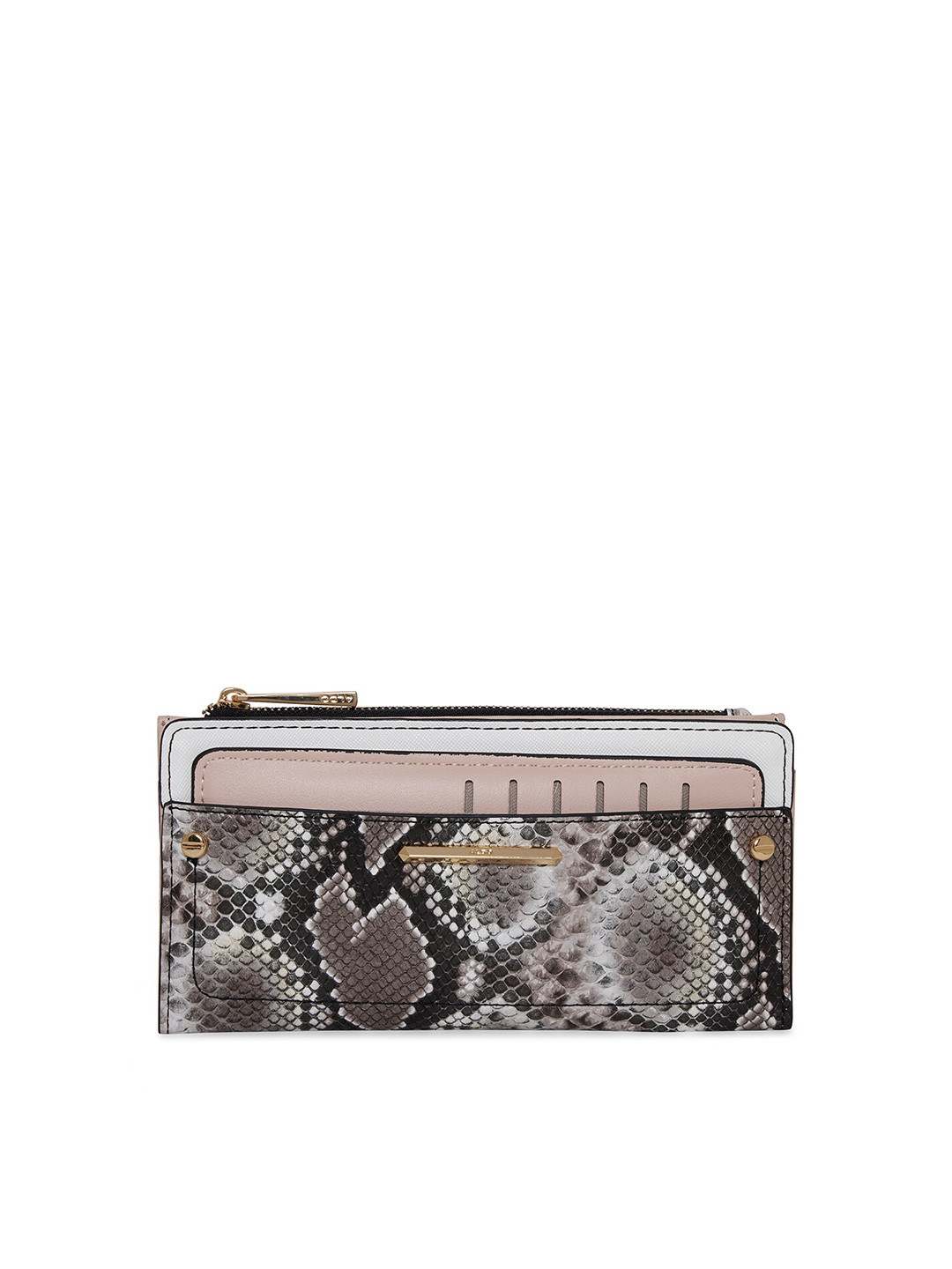 

ALDO Women White & Black Abstract Printed Two Fold Wallet