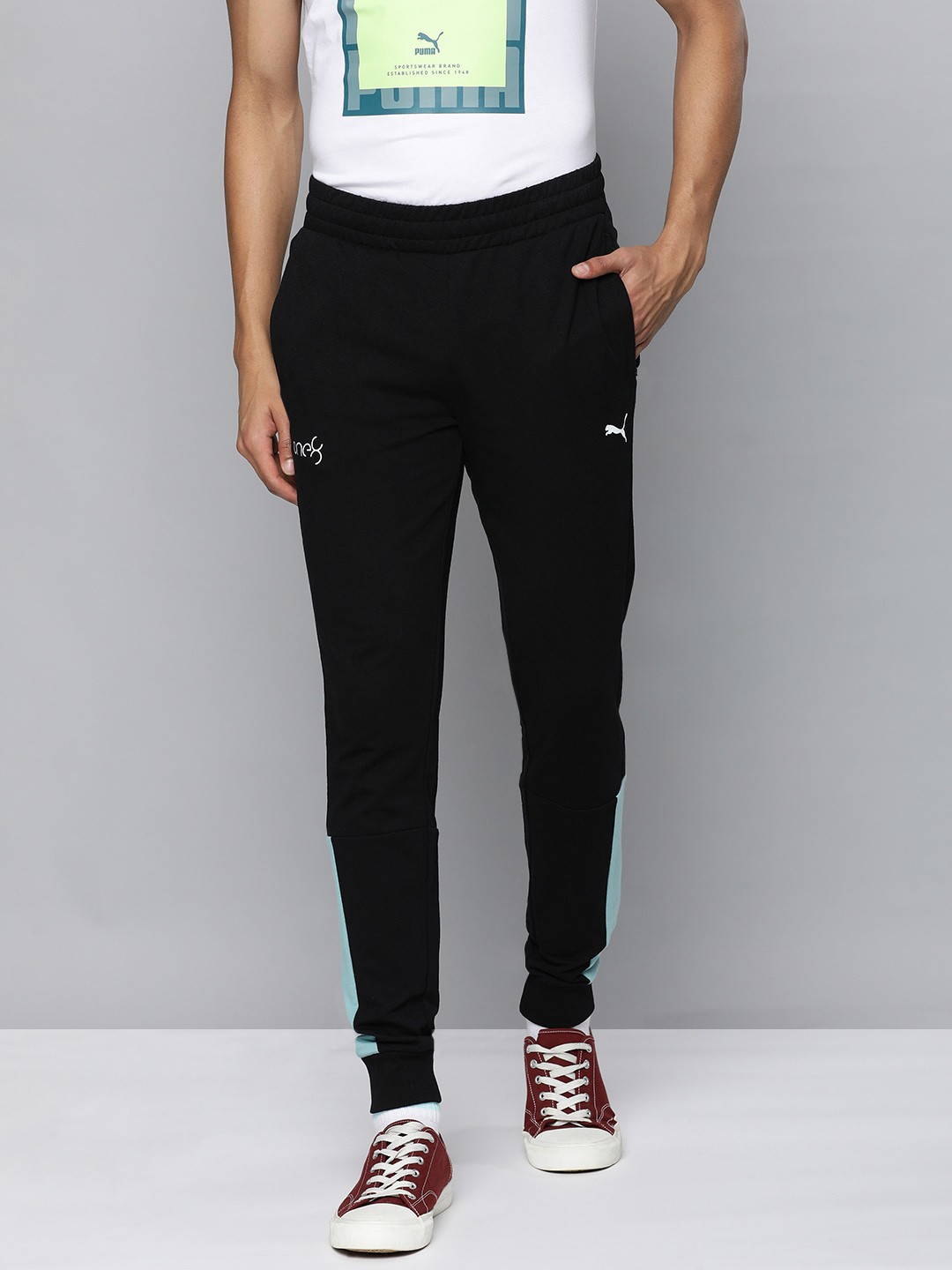 

Puma Men Black & Blue Colourblocked Joggers