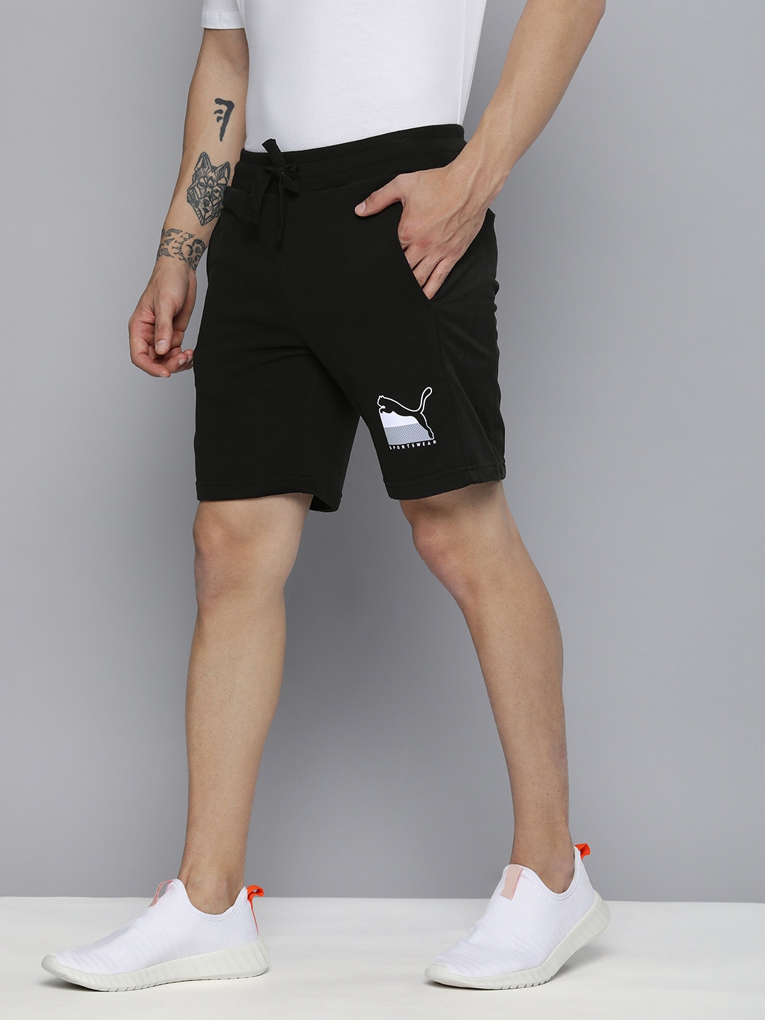 

Puma Men Black Printed Athletics Men's 8" Sports Shorts