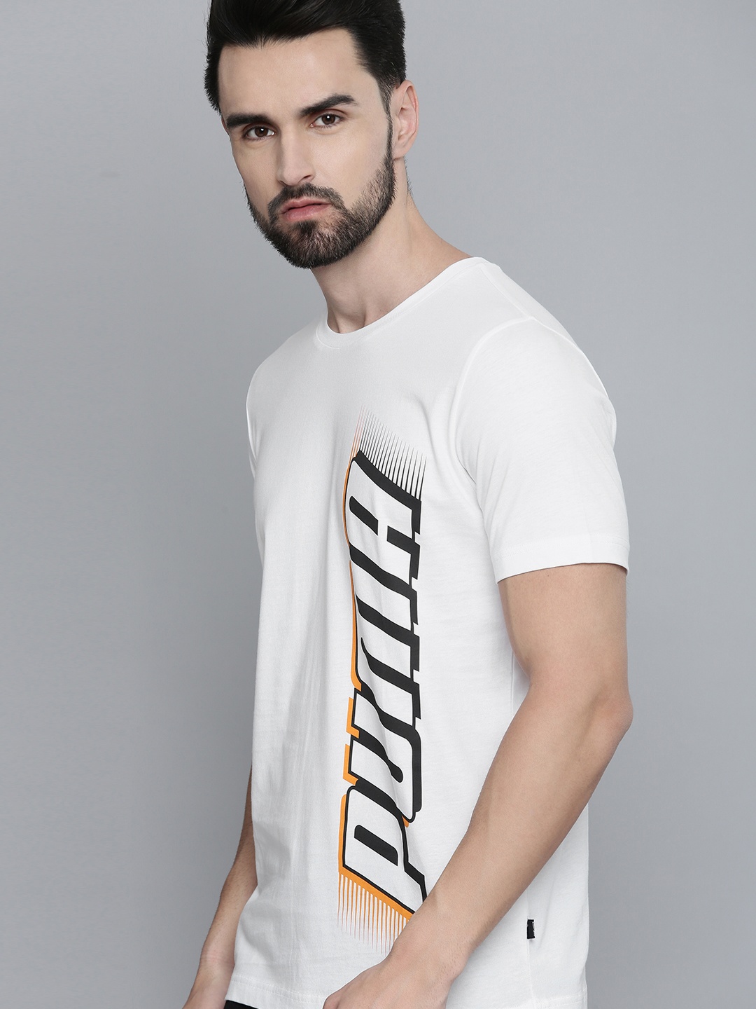 

Puma Men White & Black Speed PUMA Tee Printed T-shirt