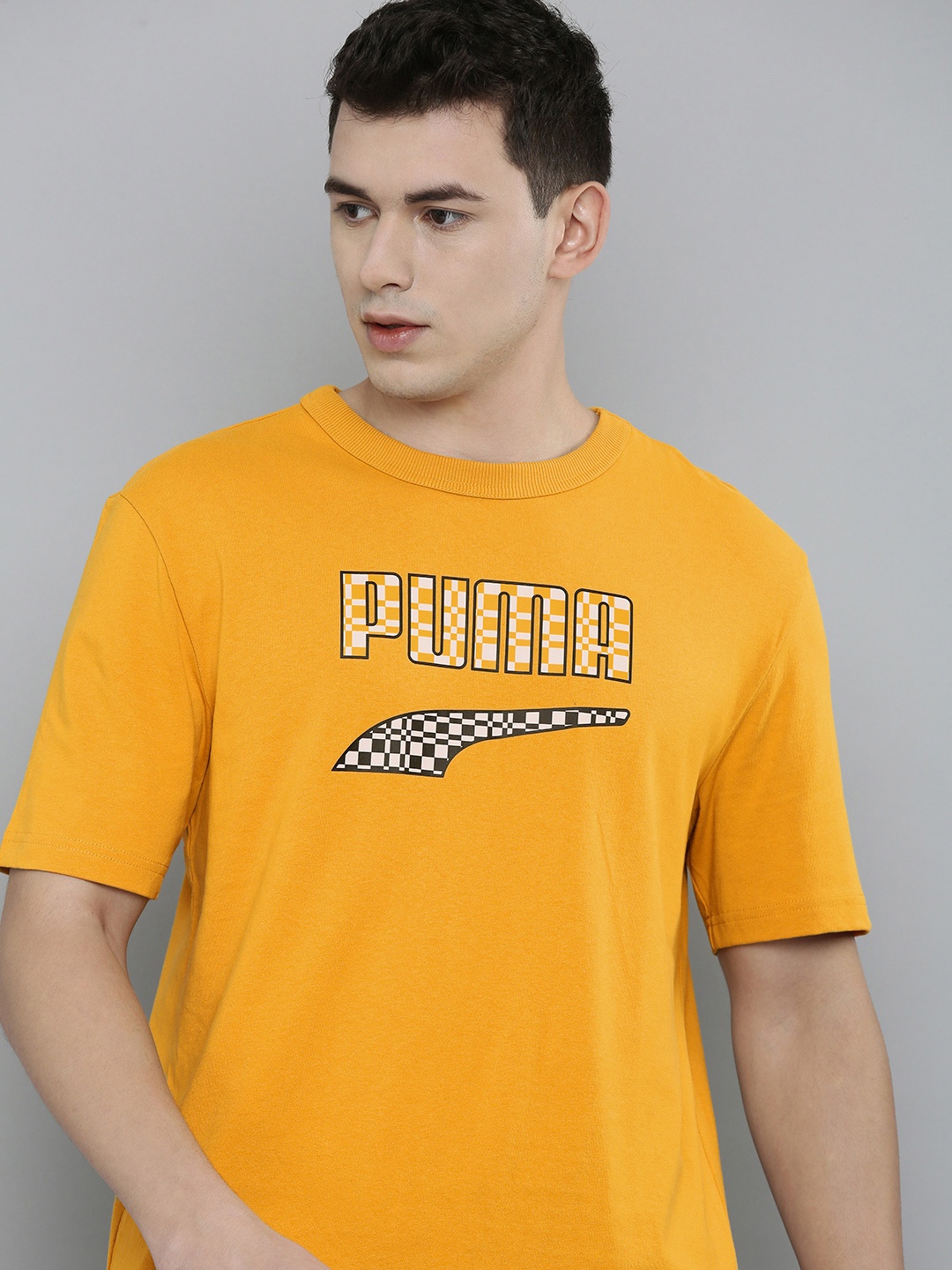 

Puma Men Mustard Yellow Graphic Printed Casual T-shirt