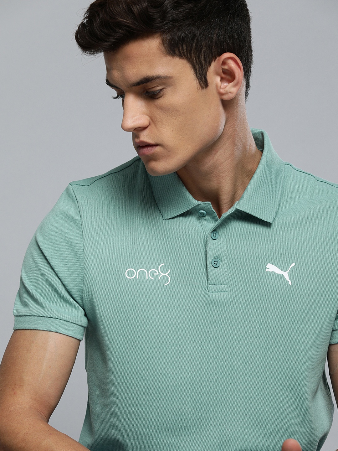 

one8 x PUMA Men Polo Collar Slim Fit T-shirt, Green