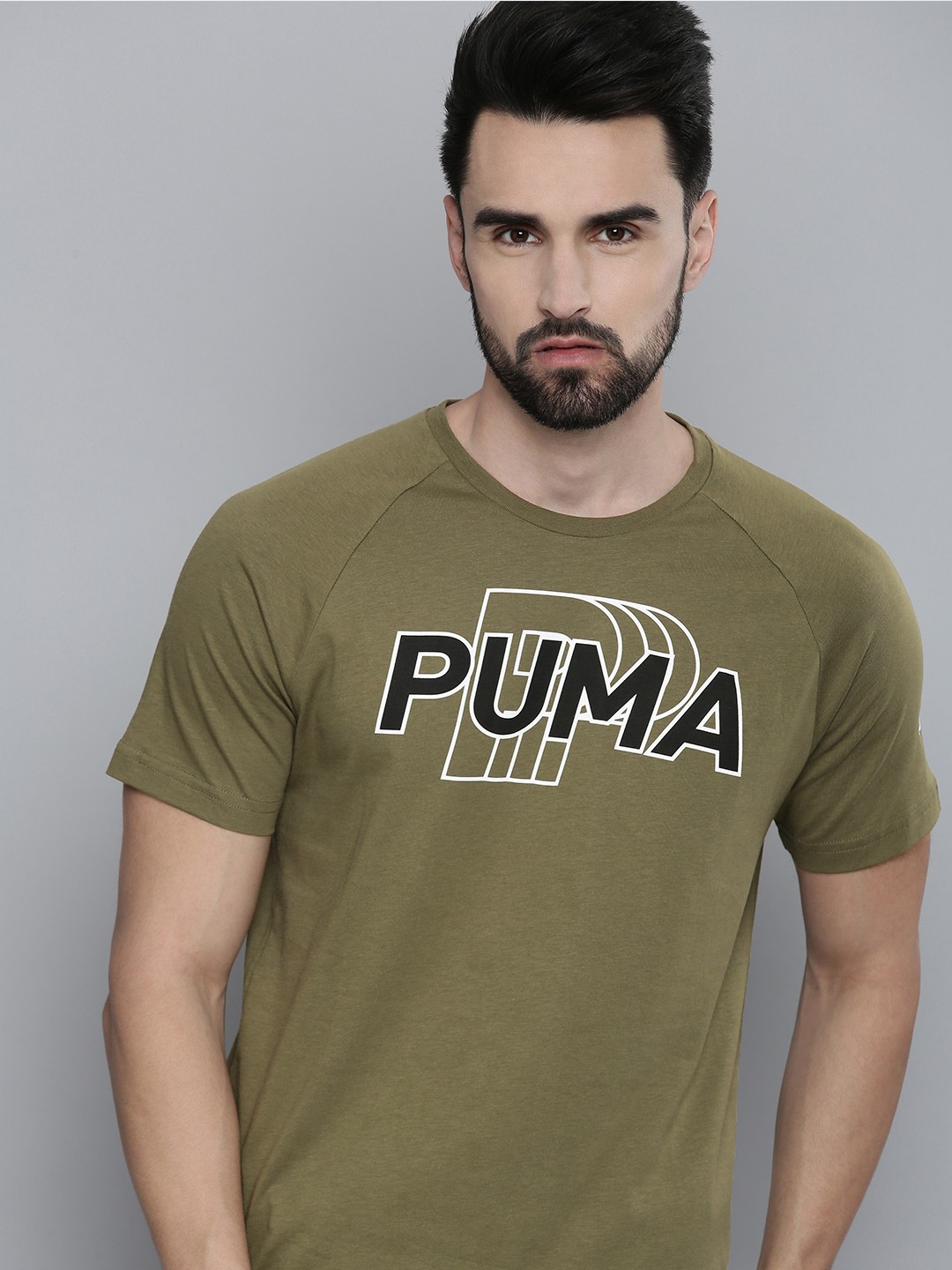 

Puma Men Olive Green & Black Brand Logo Printed MODERN SPORTS T-shirt