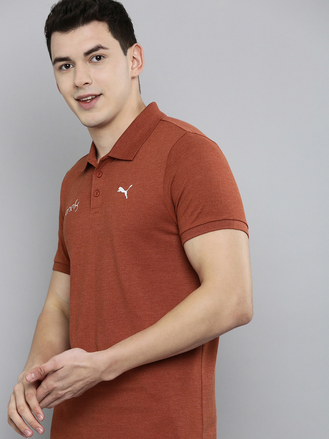 

one8 x PUMA Men Red & White Brand Logo Printed Polo Collar T-shirt