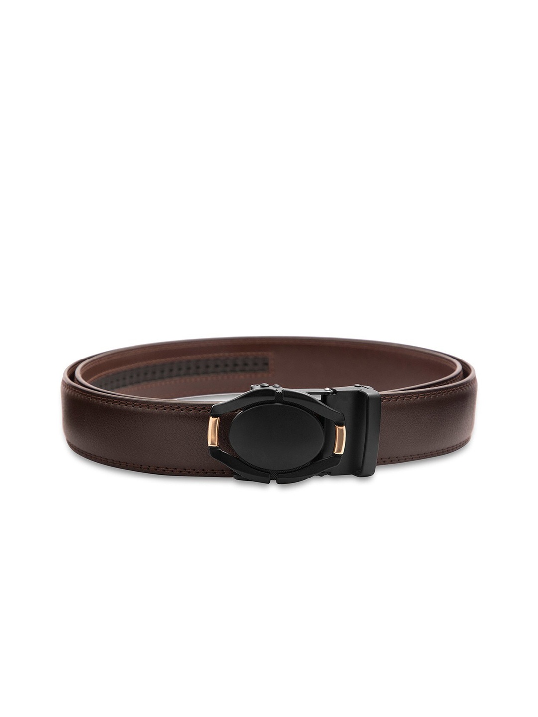 

BANGE Men Brown Textured Leather Formal Belt