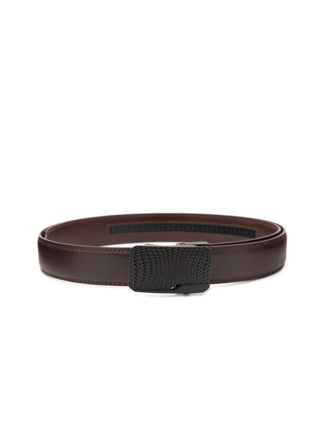 

BANGE Men Brown Textured Leather Formal Belt