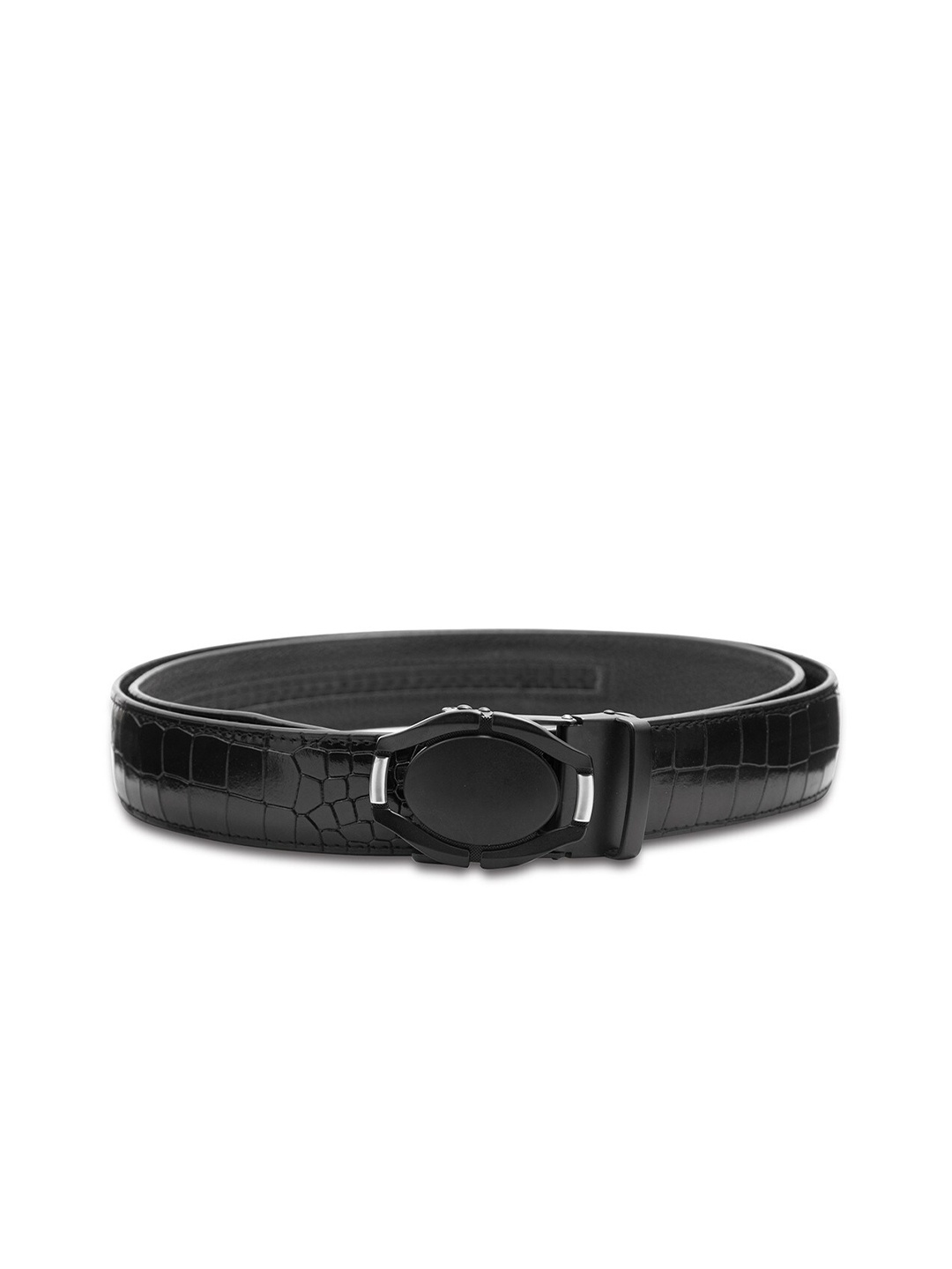 

BANGE Men Black Textured Genuine Leather Formal Belt