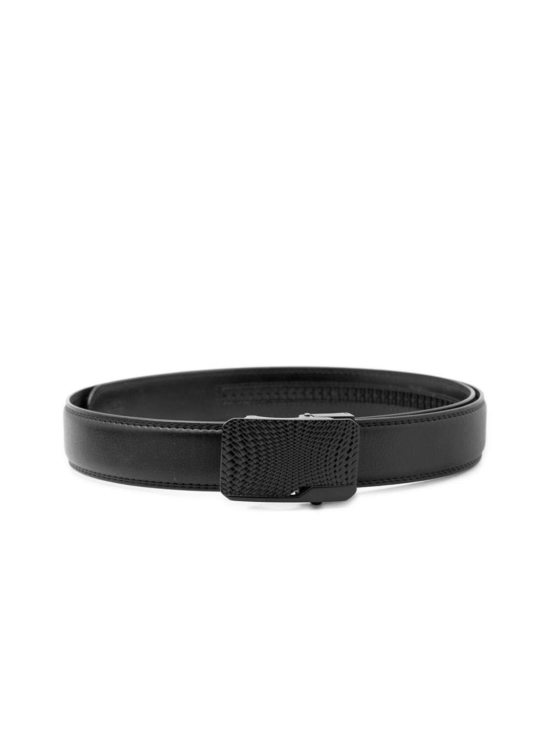 

BANGE Men Black Textured Leather Formal Belt