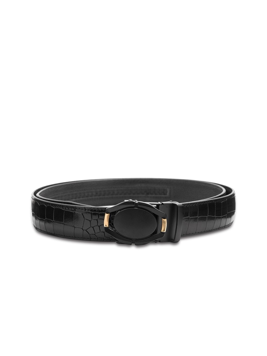 

BANGE Men Black Textured Leather Formal Belt