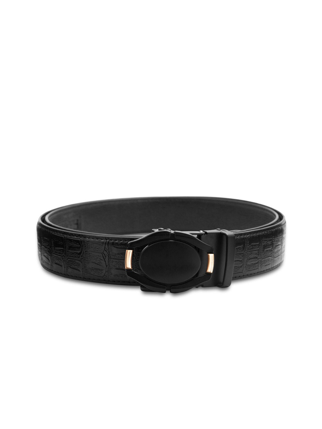 

BANGE Men Black Textured Leather Belt