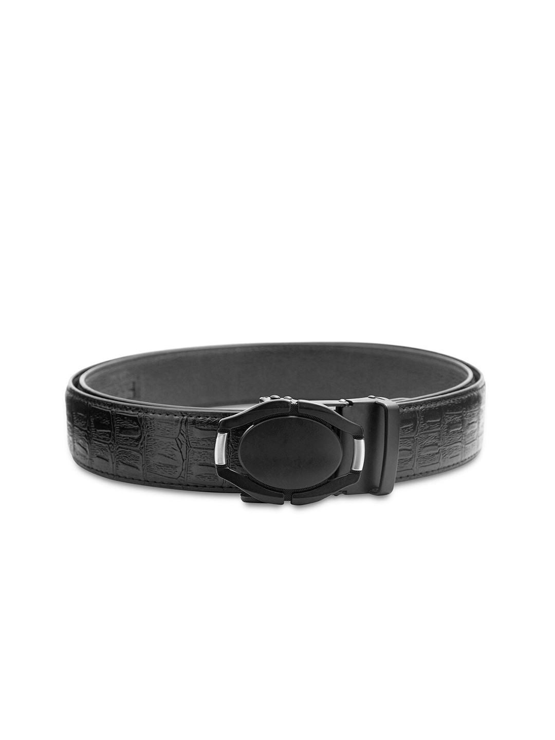 

BANGE Men Black Textured Leather Belt
