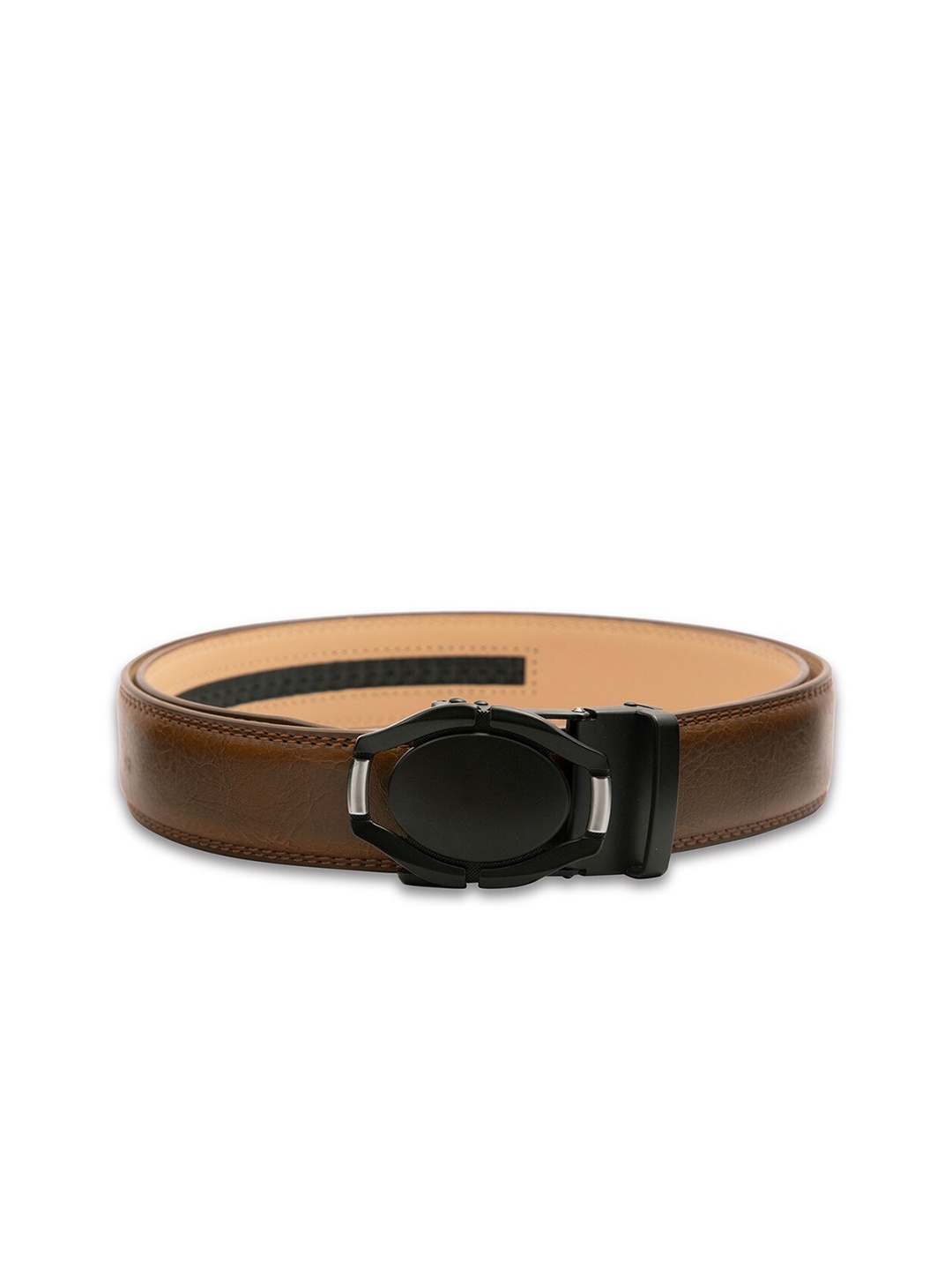 

BANGE Men Brown Textured Leather Formal Belt
