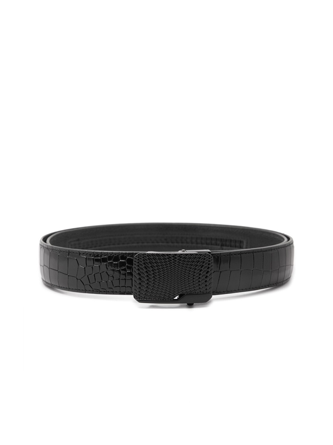 

BANGE Men Black Textured Leather Belt