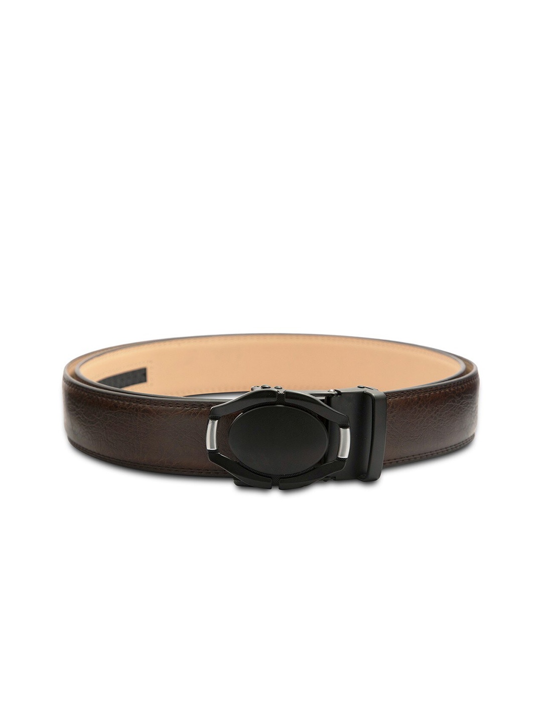 

BANGE Men Brown Textured Leather Formal Belt