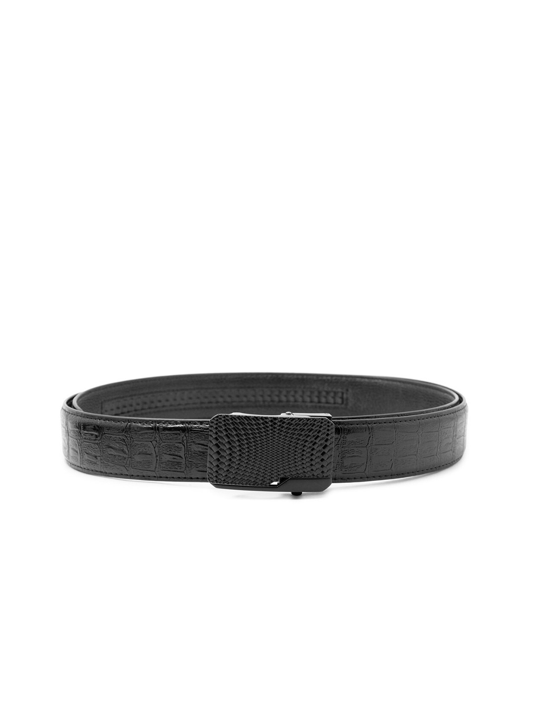 

BANGE Men Black Textured Leather Formal Belt