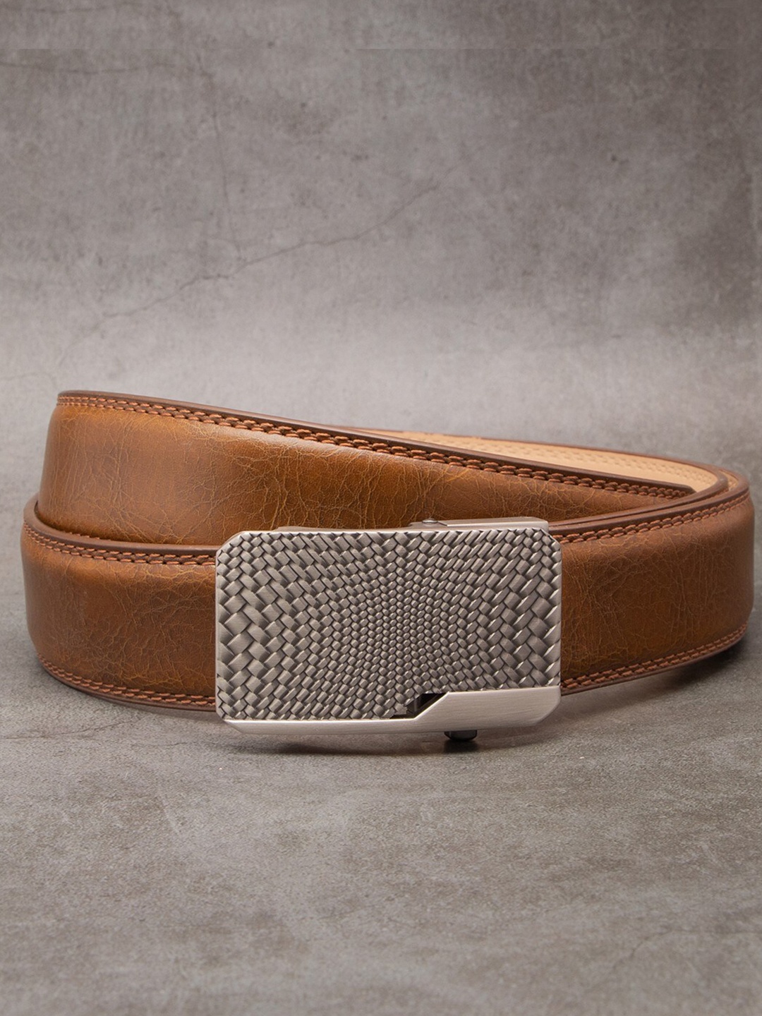 

BANGE Men Brown Textured Genuine Leather Belt