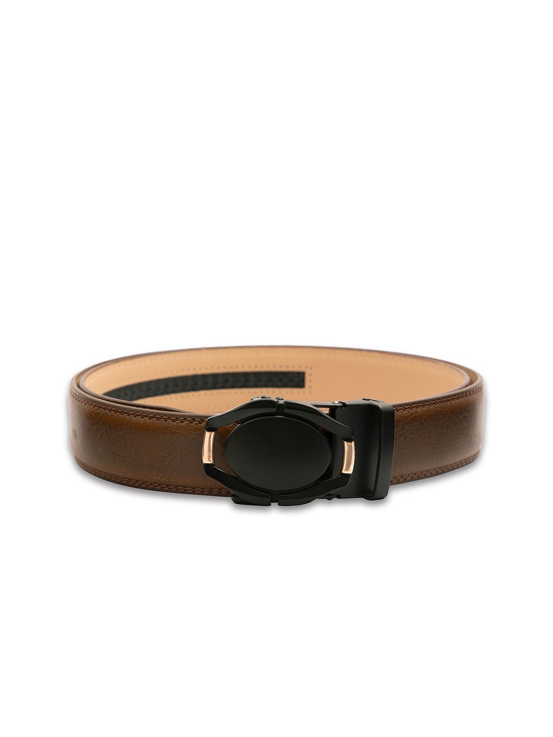

BANGE Men Brown Textured Leather Formal Belt