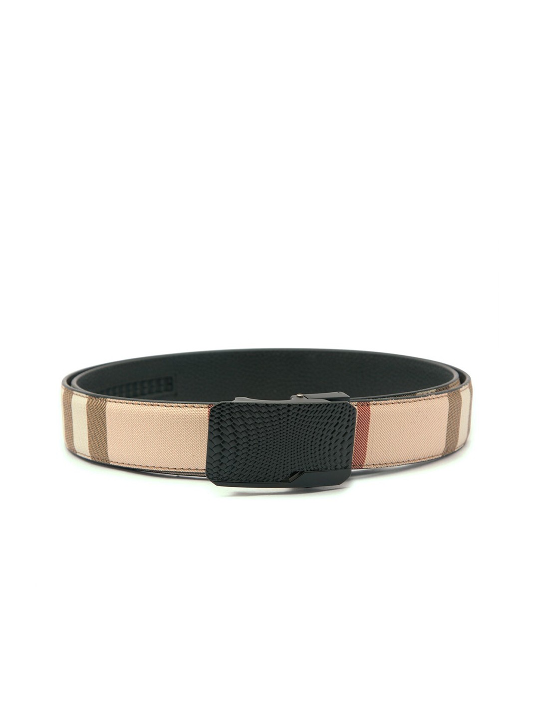 

BANGE Men Beige Striped Leather Belt