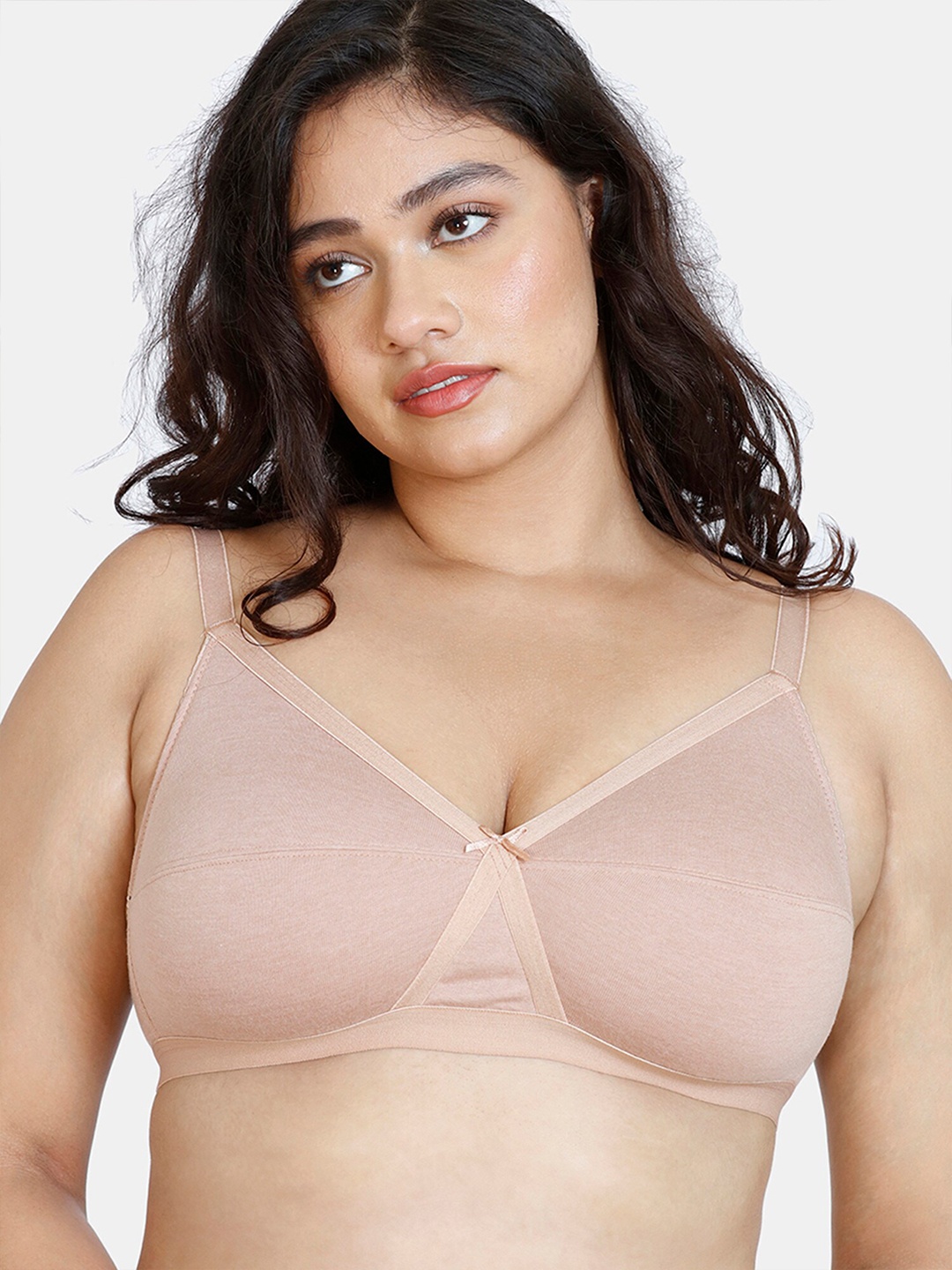 

Rosaline by Zivame Beige Solid Medium Coverage Non-Padded Everyday Bra