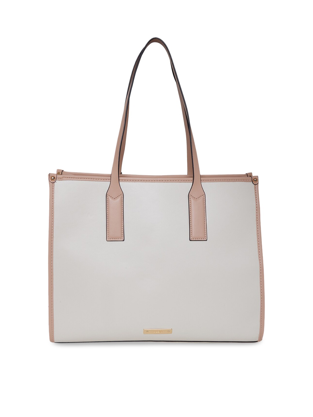 

ALDO White Textured Structured Handheld Bag with Quilted
