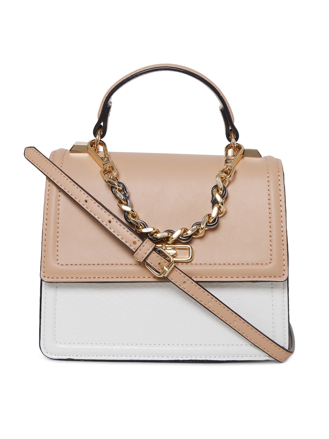 

ALDO Beige Colourblocked Structured Handheld Bag