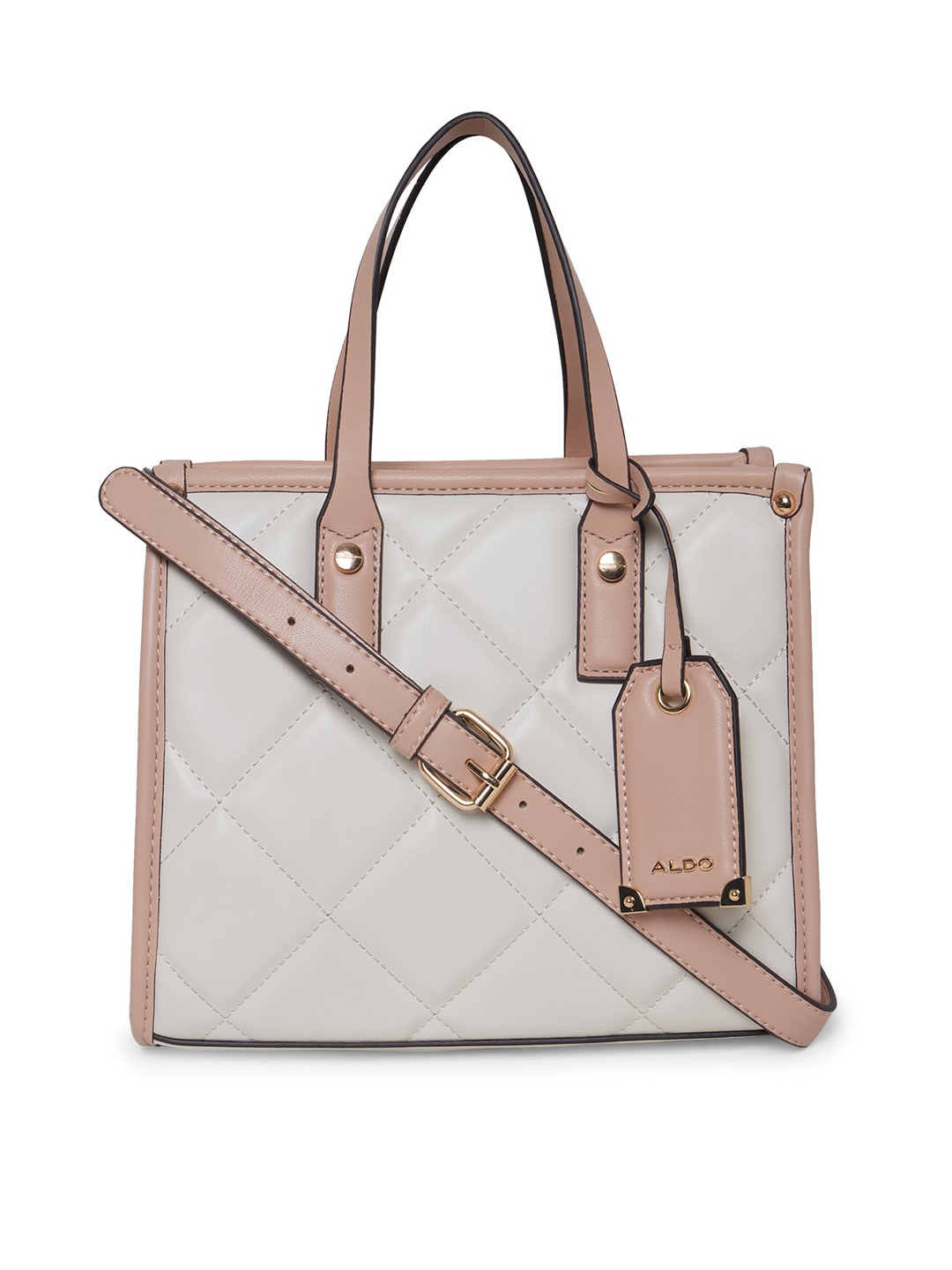 

ALDO Black Colourblocked Shopper Handheld Bag with Quilted