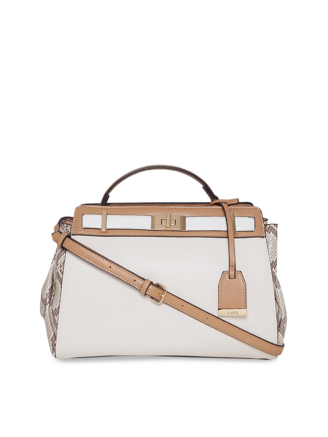 

ALDO White Textured Structured Handheld Bag