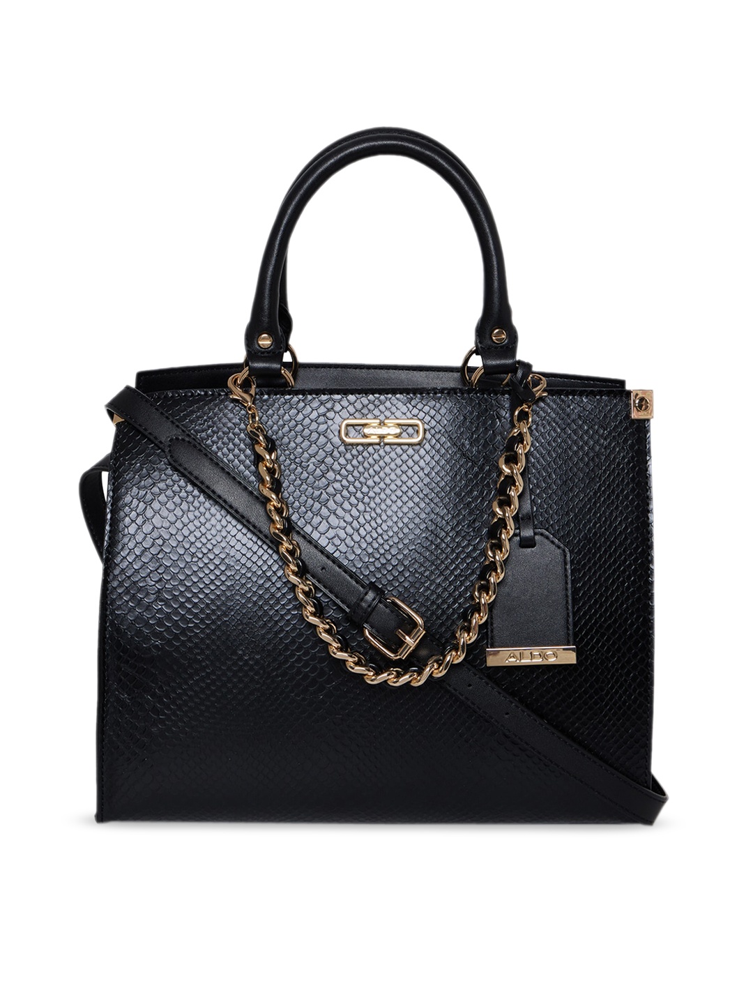 

ALDO Black Textured Structured Handheld Bag
