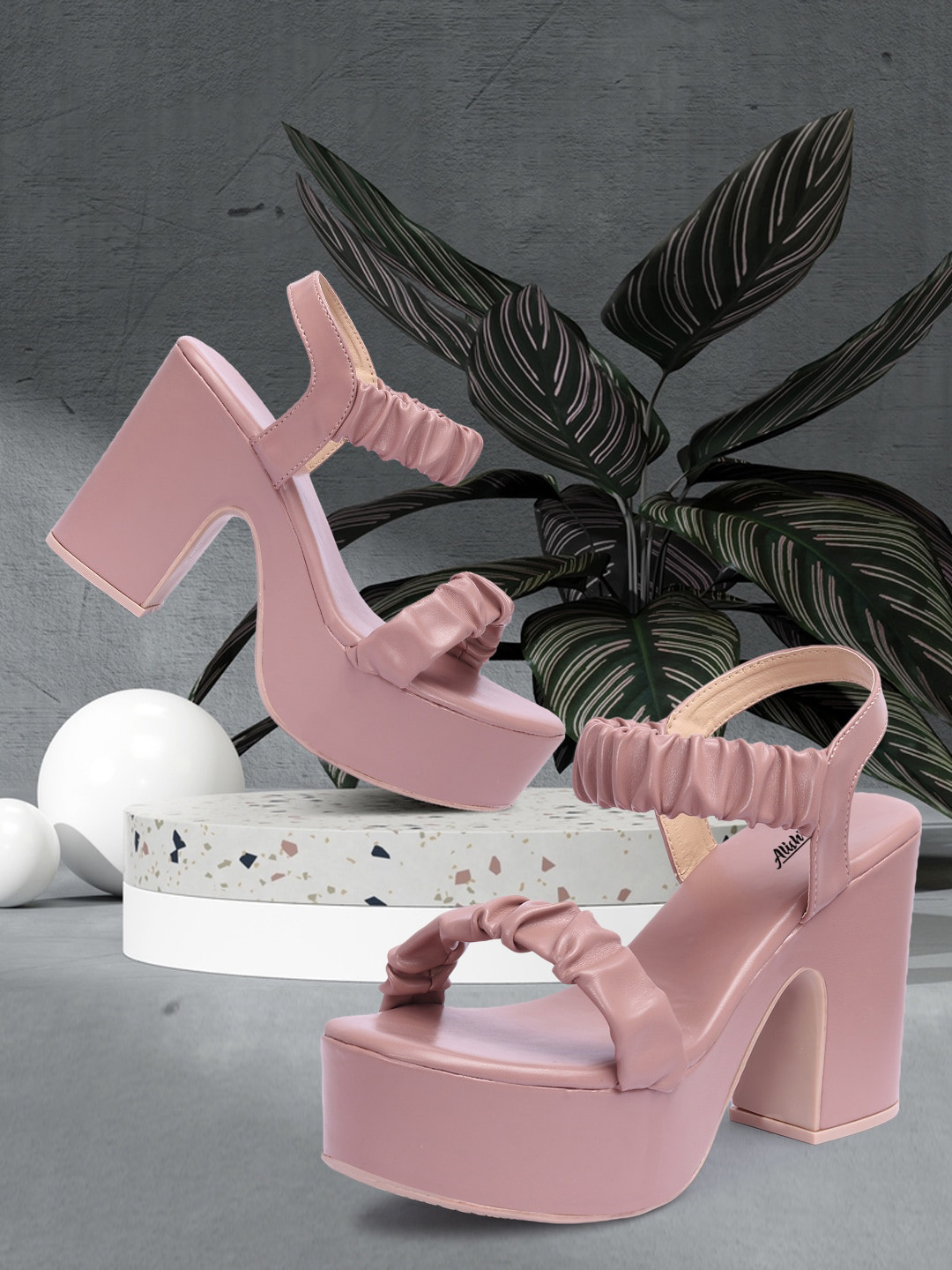 

Alishtezia Peach-Coloured Block Heels