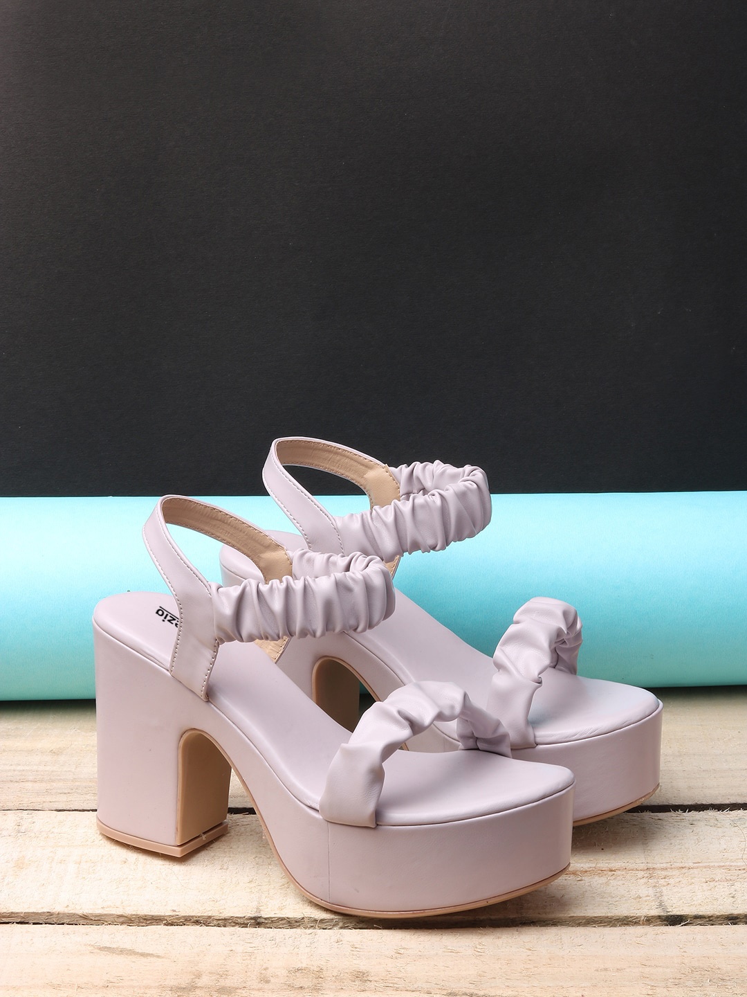 

Alishtezia Purple Textured PU Block Heels