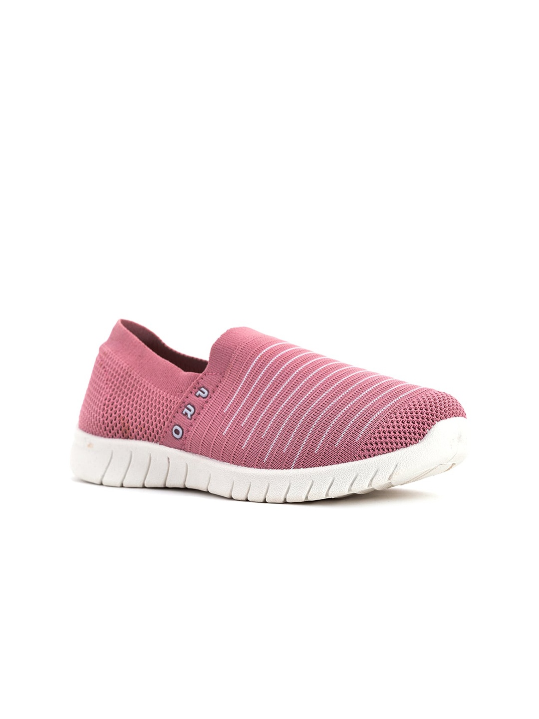 

Khadims Women Pink Striped Slip-On Sneakers