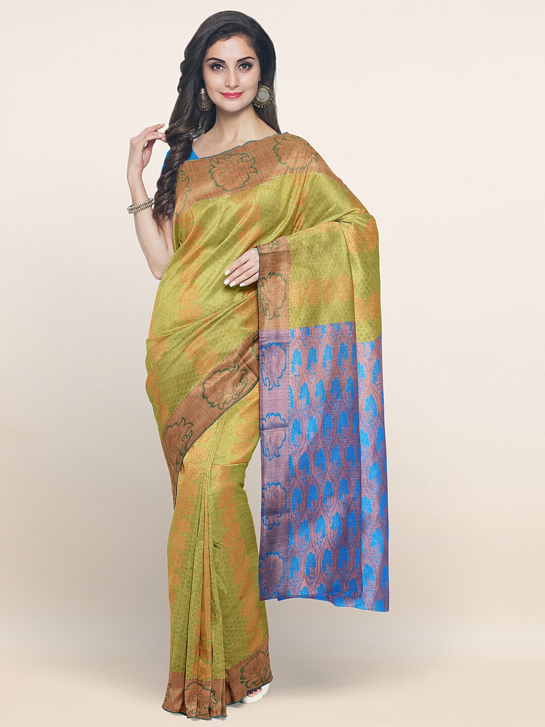 

Pothys Green & Blue Woven Design Zari Art Silk Saree