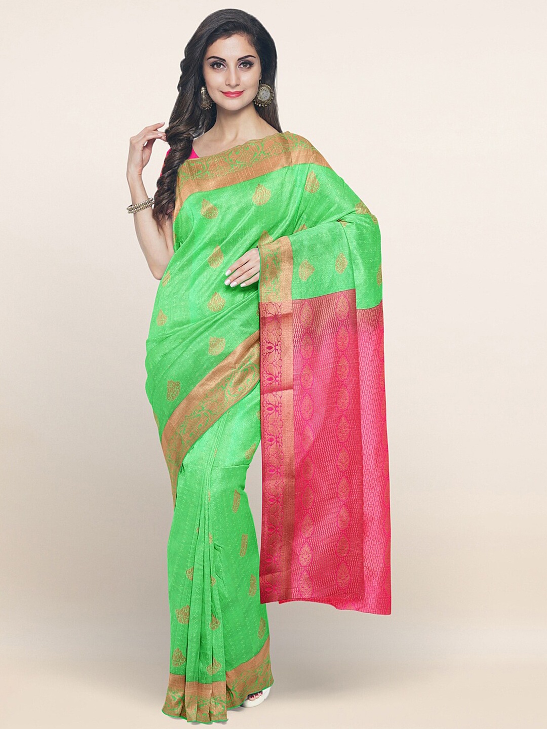 

Pothys Green & Pink Woven Design Zari Art Silk Saree