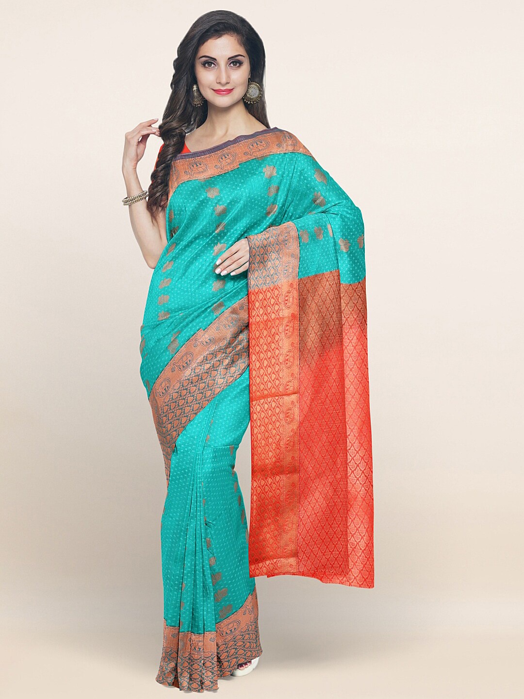

Pothys Blue & Orange Woven Design Zari Art Silk Saree