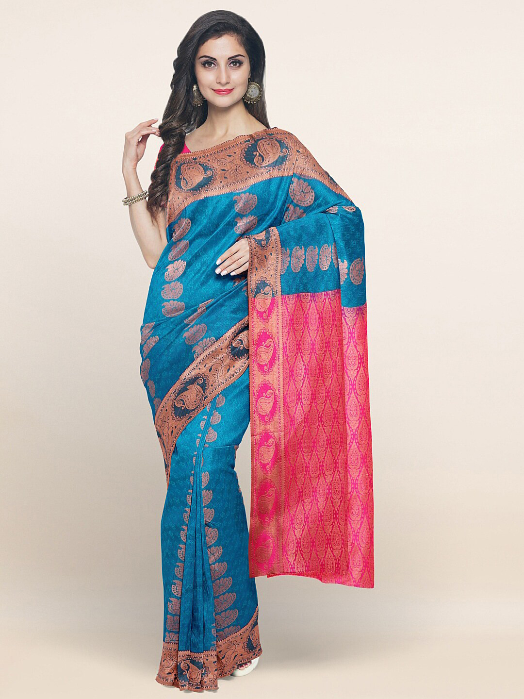

Pothys Blue & Pink Woven Design Zari Art Silk Saree