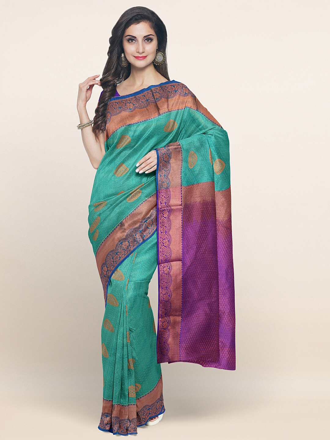 

Pothys Green & Violet Woven Design Zari Art Silk Saree