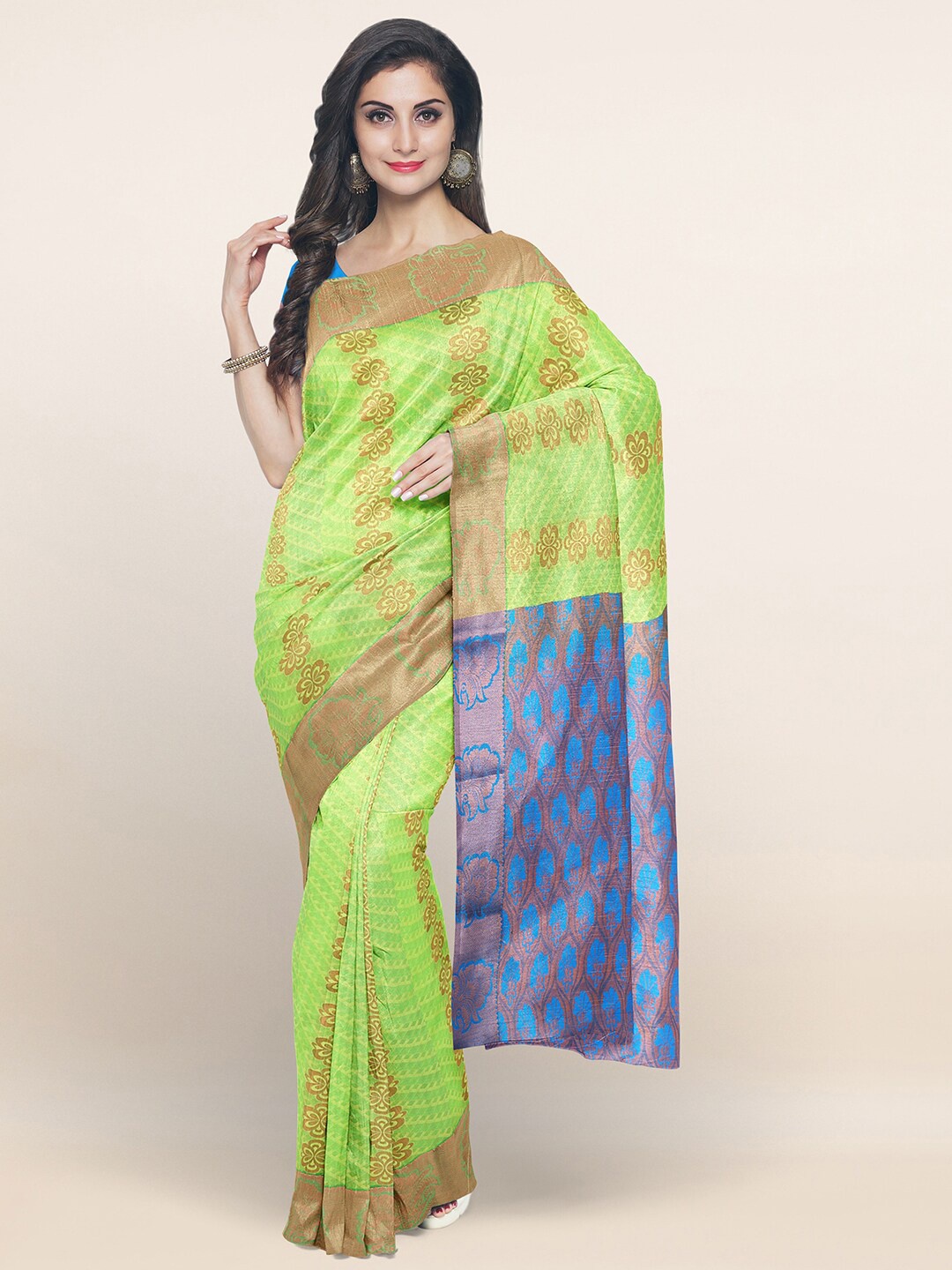 

Pothys Green & Blue Woven Design Zari Art Silk Saree