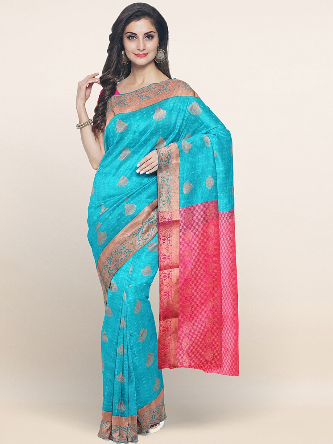 

Pothys Blue & Pink Woven Design Zari Art Silk Saree