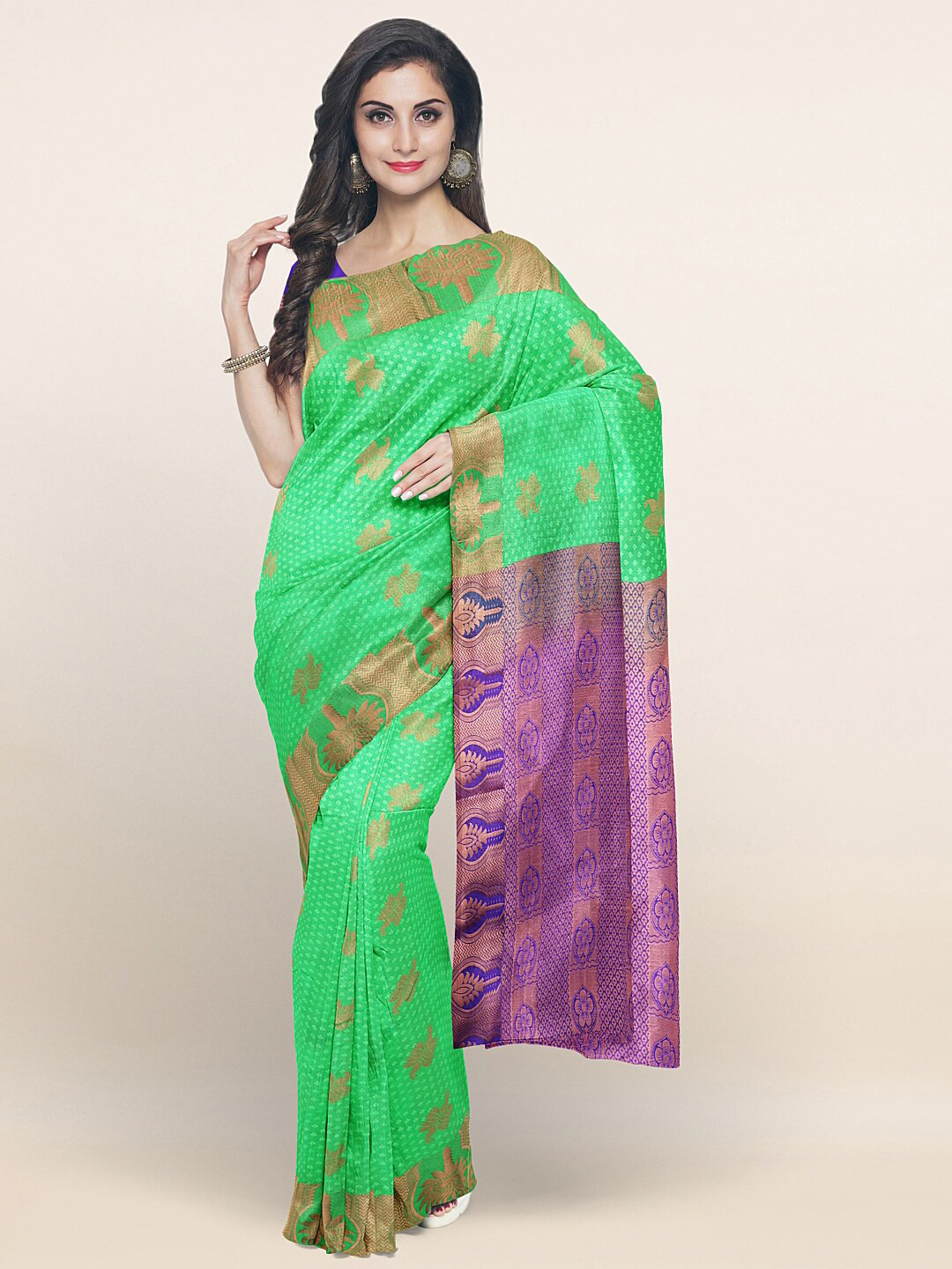 

Pothys Green & Purple Woven Design Zari Art Silk Saree