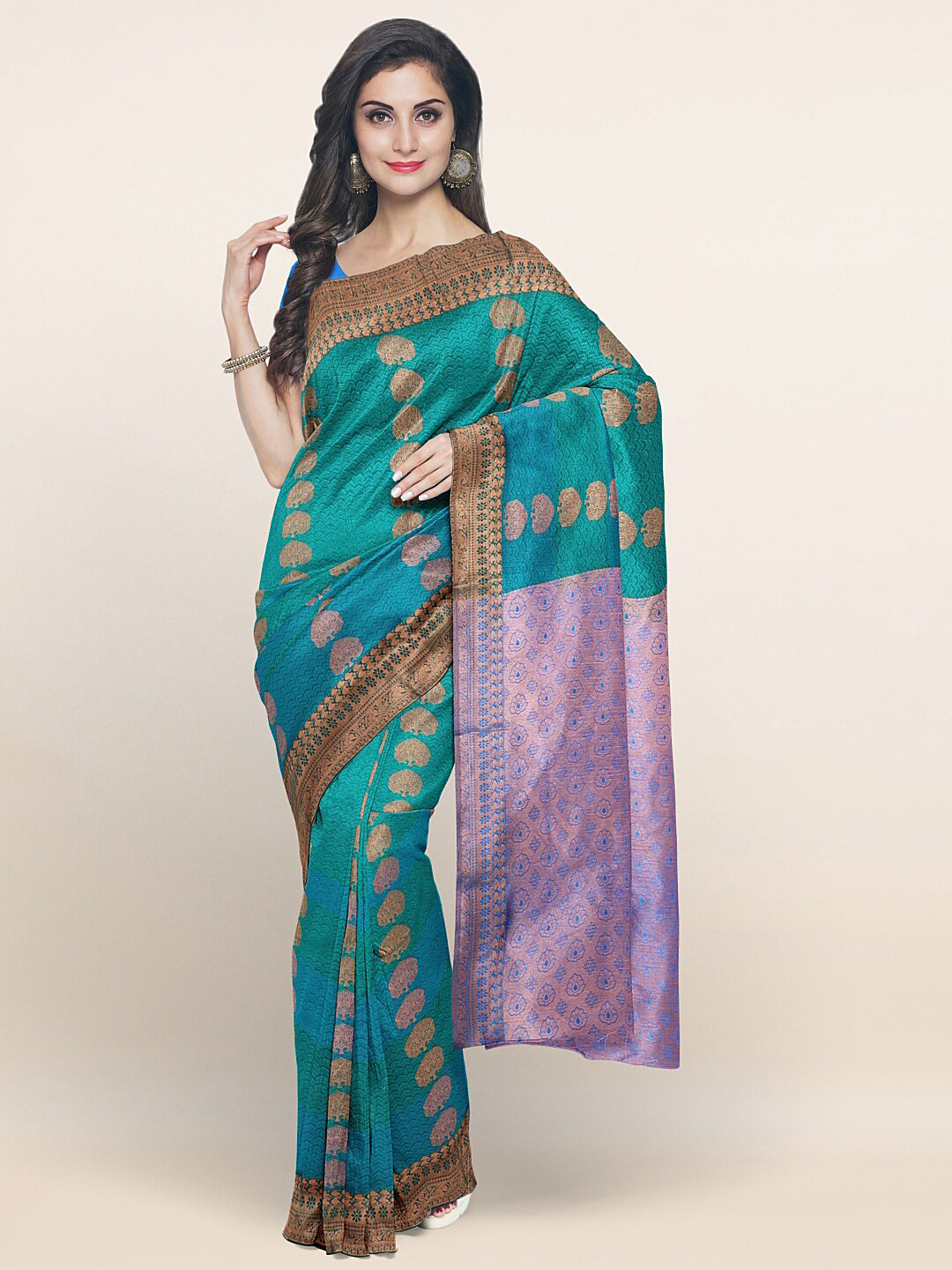 

Pothys Green & Mauve Woven Design Zari Art Silk Saree
