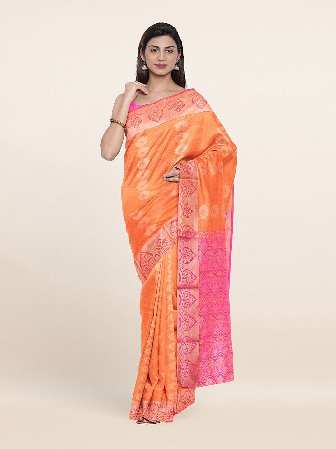 

Pothys Orange & Pink Woven Design Zari Art Silk Saree