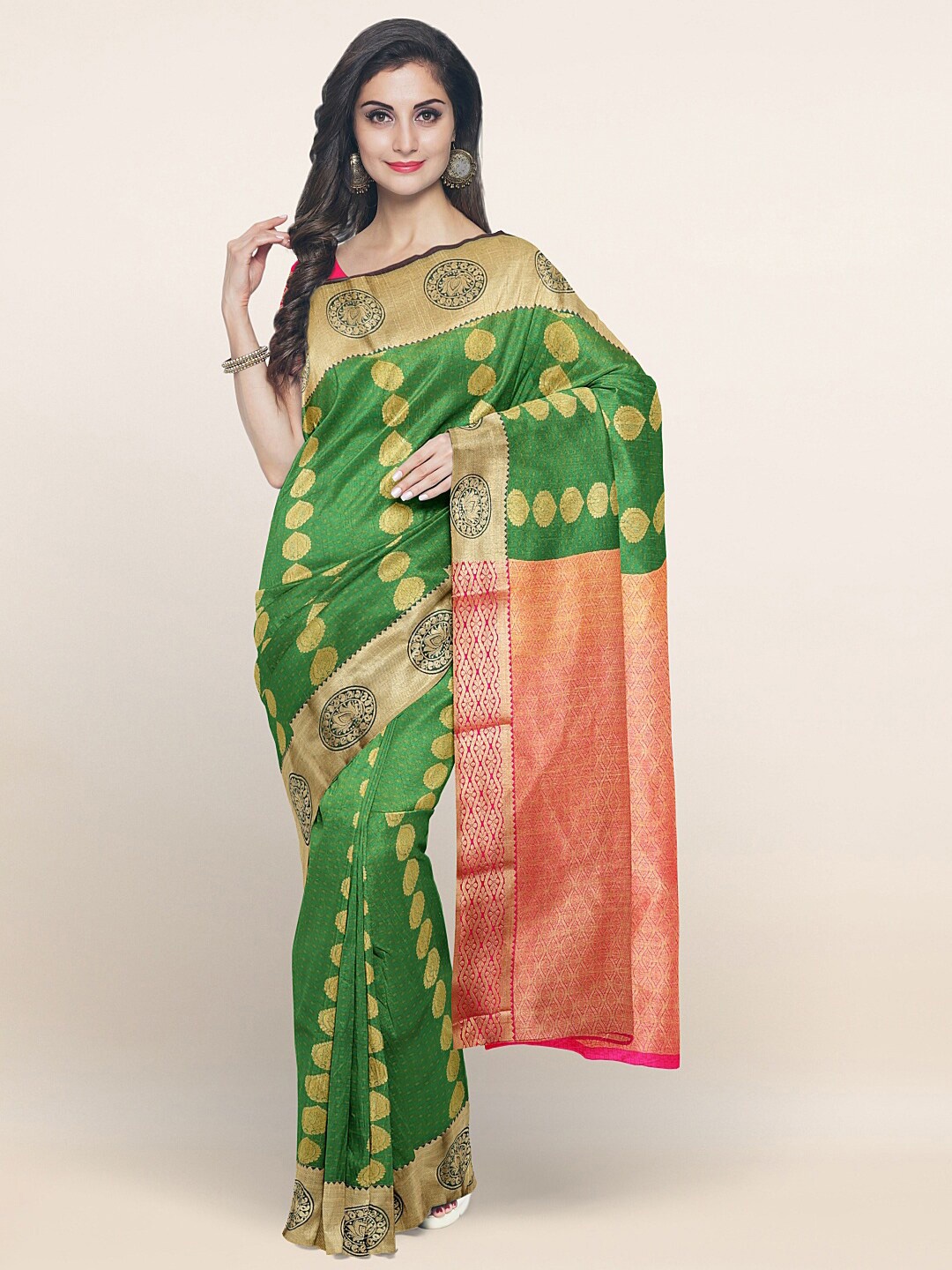 

Pothys Blue & Green Ethnic Motifs Art Silk Saree