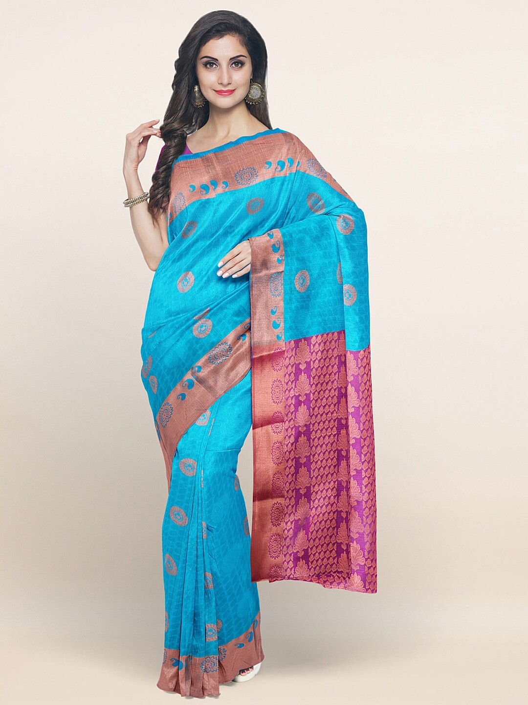 

Pothys Blue & Purple Woven Design Zari Art Silk Saree
