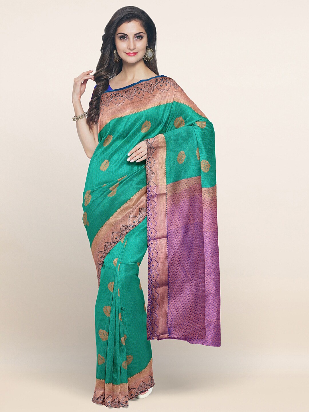 

Pothys Green & Purple Woven Design Zari Art Silk Saree
