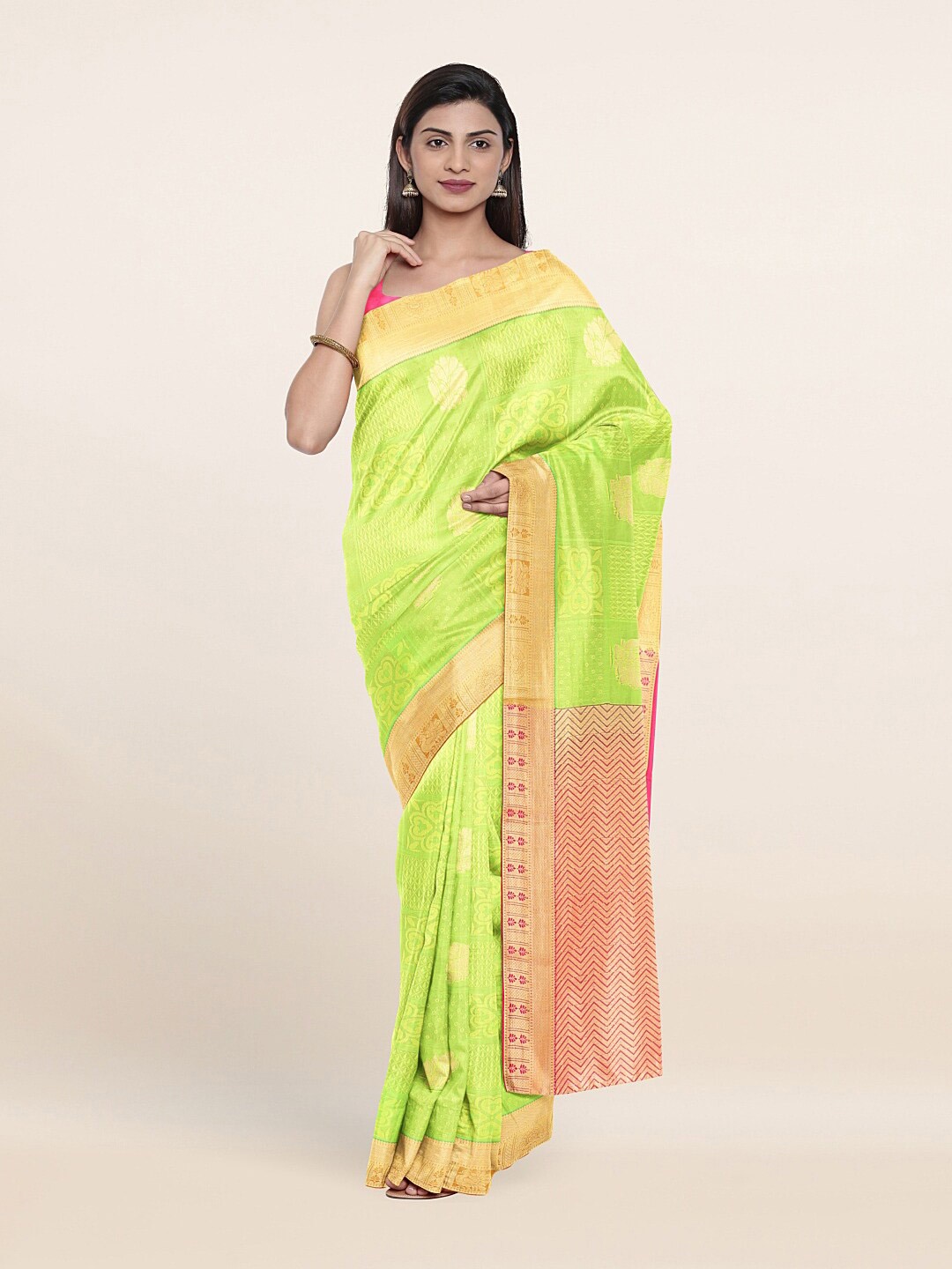 

Pothys Green & Pink Woven Design Zari Art Silk Saree