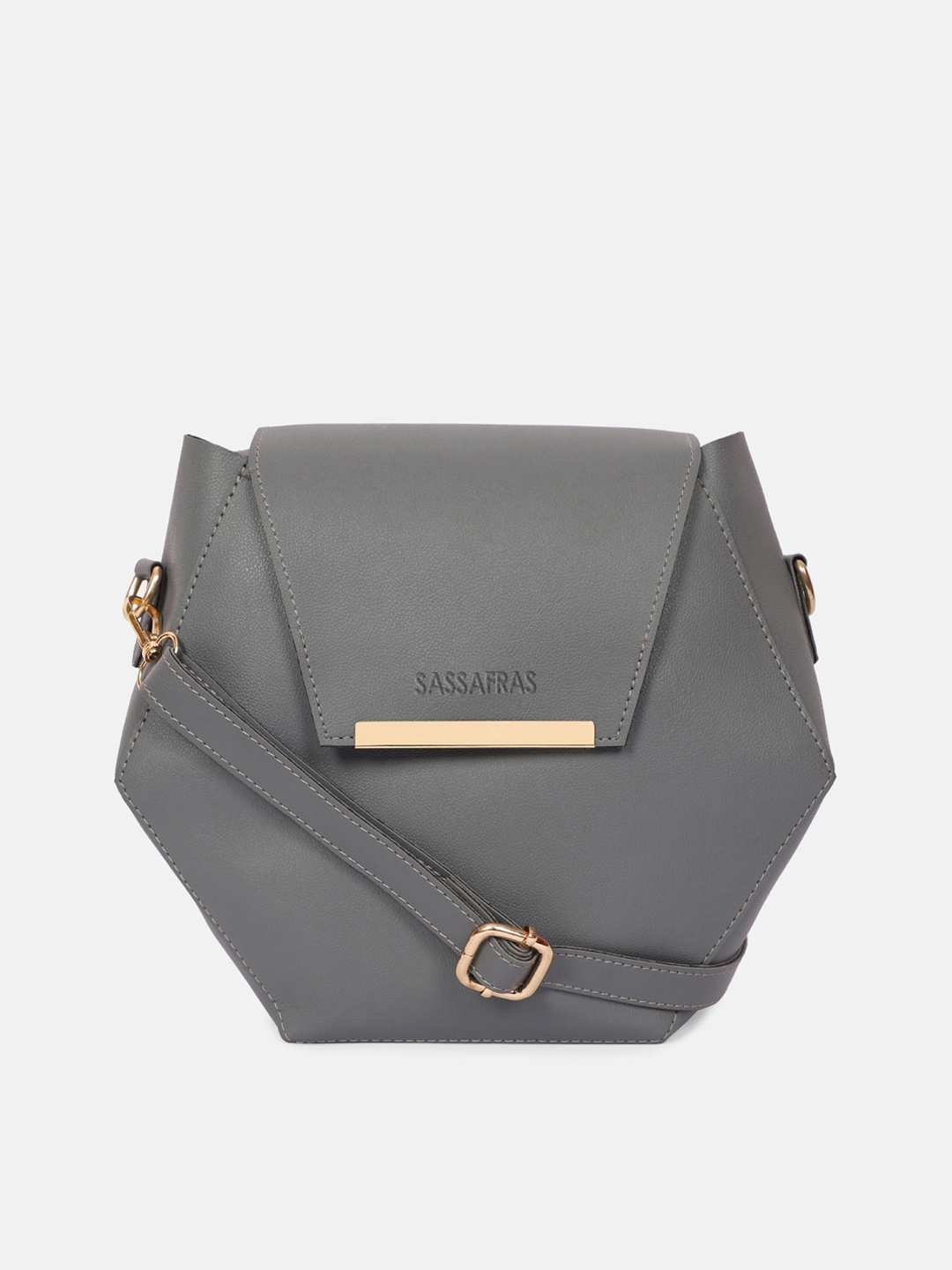 

SASSAFRAS Grey PU Hexagon Sling Bag