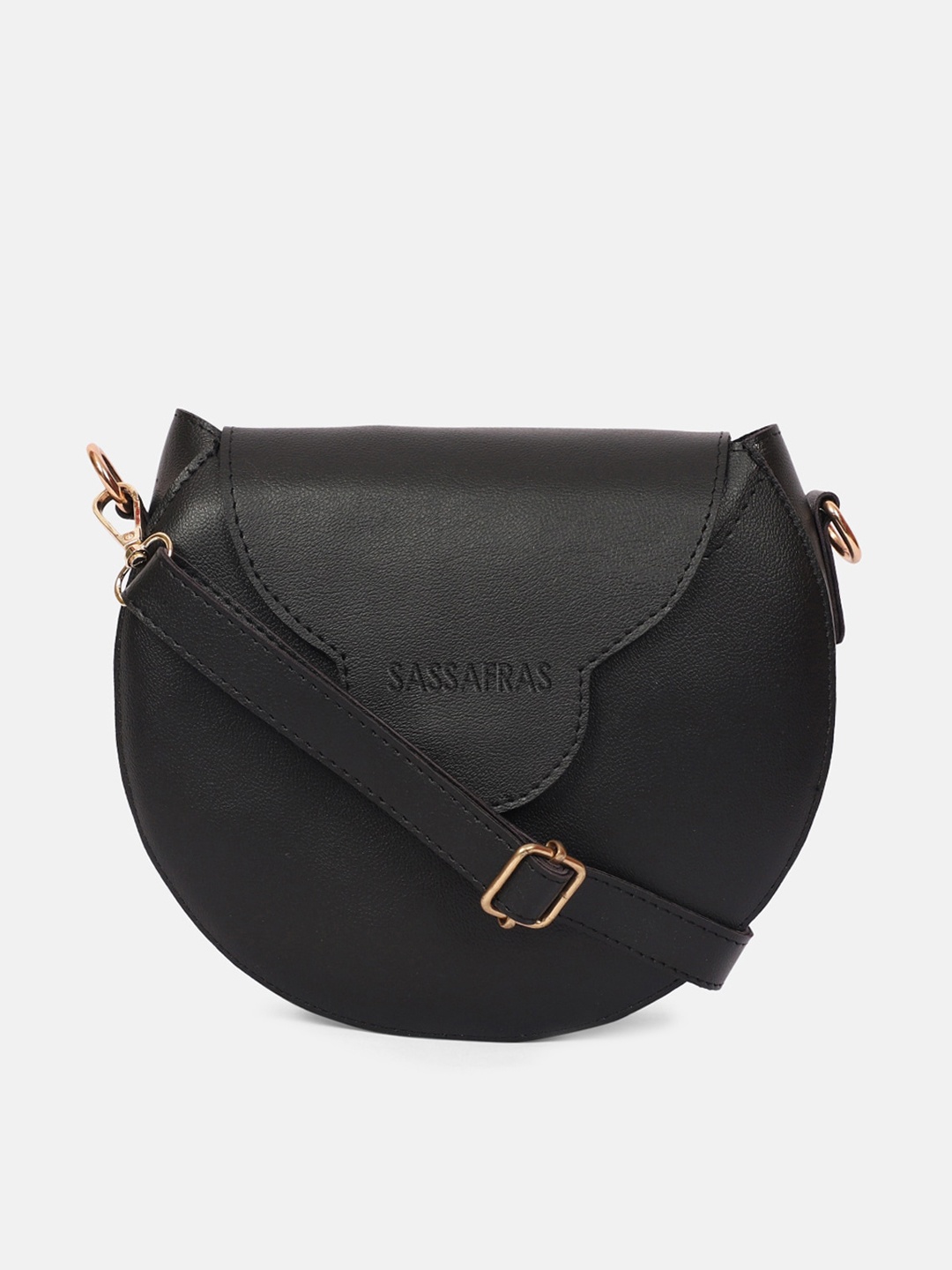 

SASSAFRAS Black PU Half Moon Sling Bag
