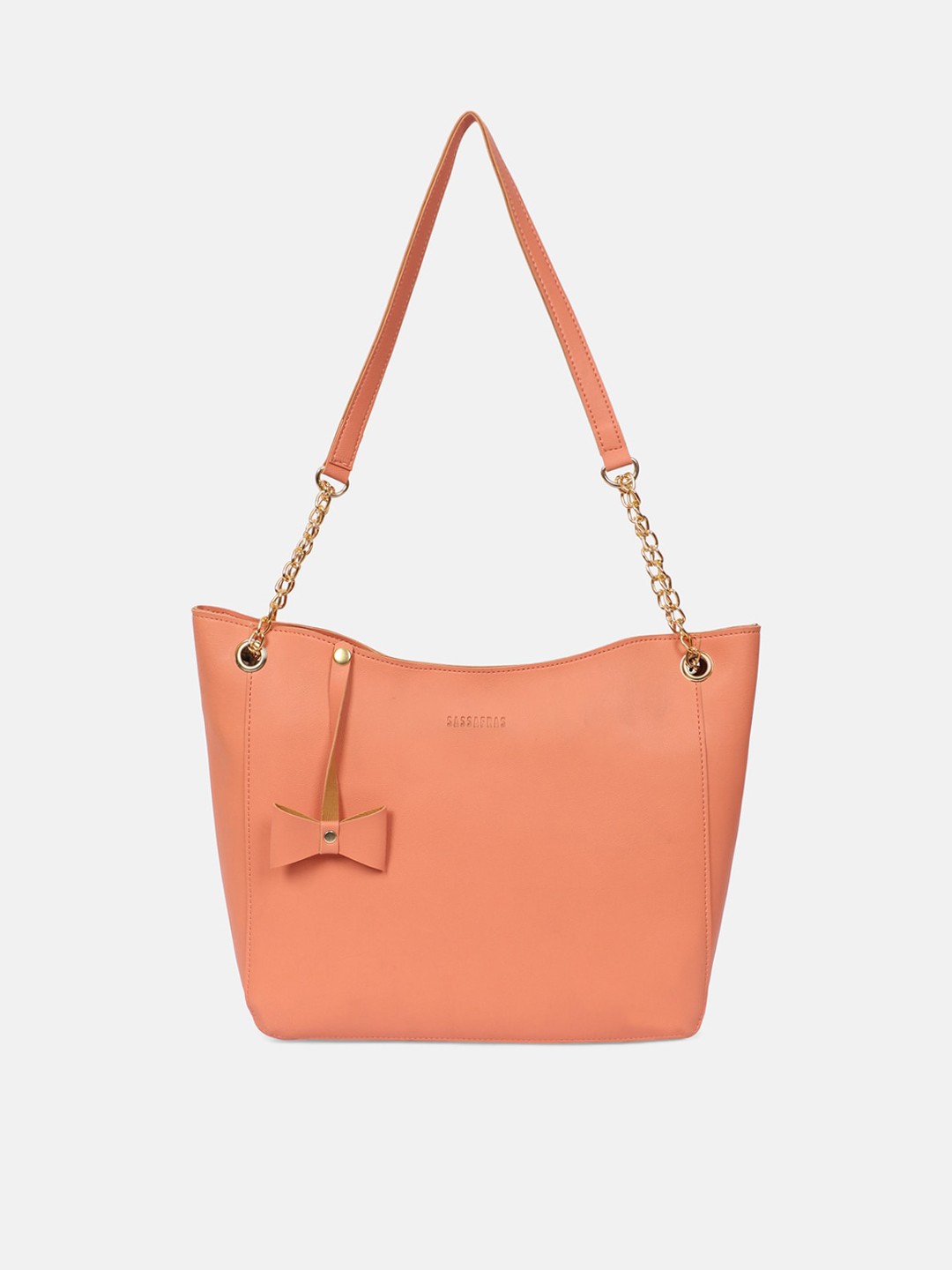 

SASSAFRAS Women Peach PU Shopper Shoulder Bag with Tasselled